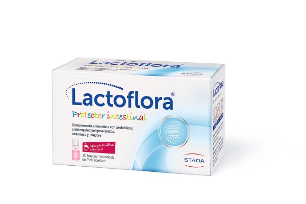 Lactoflora - Probiótico Protector Intestinal Infantil con Vitaminas y Jengibre - Sabor Fresa - 10 Frascos Monodosis Embalaje Deteriorado (Cad: 31 03 2025) Online